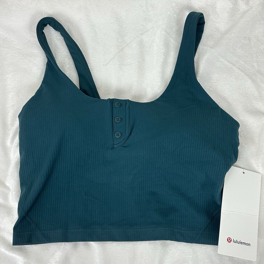 NWT Lululemon Align Ribbed Henley Tank – Storm Teal, Size 8 A/B cups